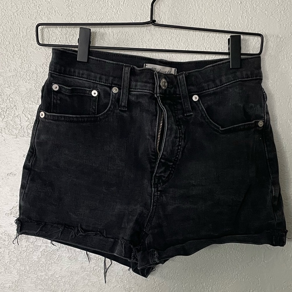 Madewell high rise black denim shorts